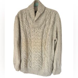 Men's Italian Cable Knit Sweater tan heather XL